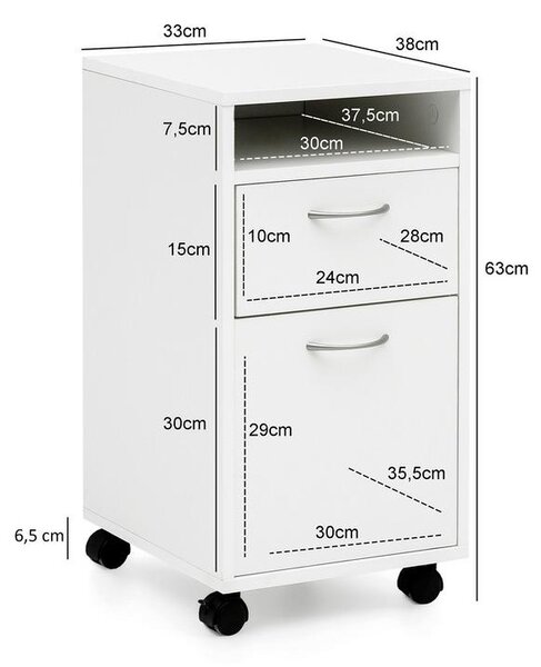 MID.YOU Predalnik Na Kolescih Rollcontainer, Bela