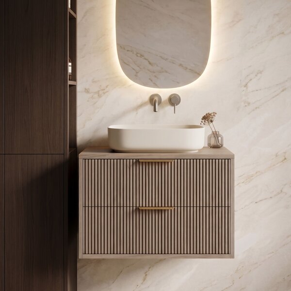 Kopalniška omarica pod umivalnikom Rea Mono 60cm Grey Oak
