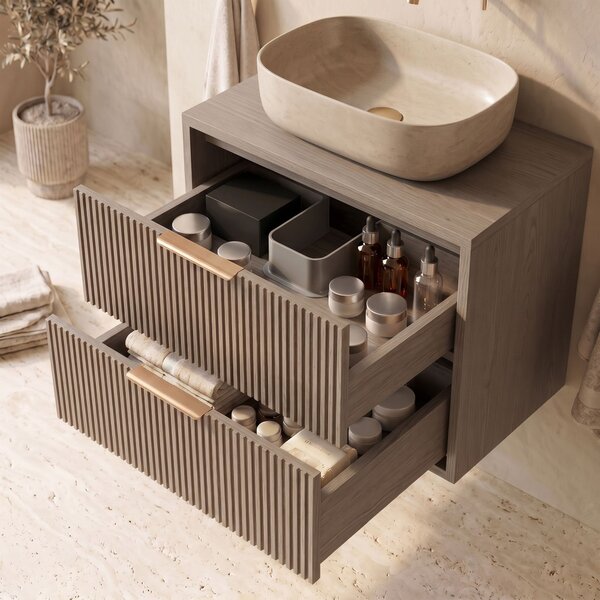 Kopalniška omarica pod umivalnikom Rea Mono 60cm Grey Oak