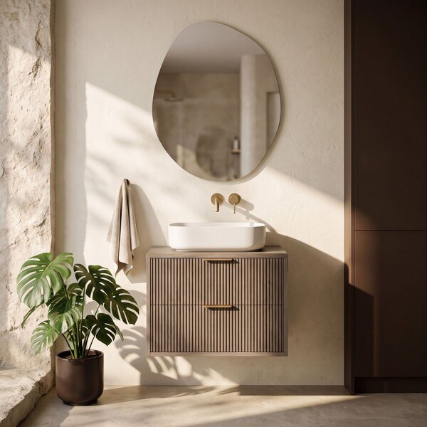 Kopalniška omarica pod umivalnikom Rea Mono 60cm Grey Oak