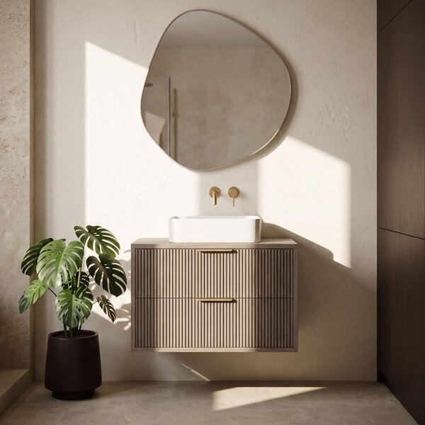 Kopalniška omarica pod umivalnikom Rea Mono 80cm Grey Oak
