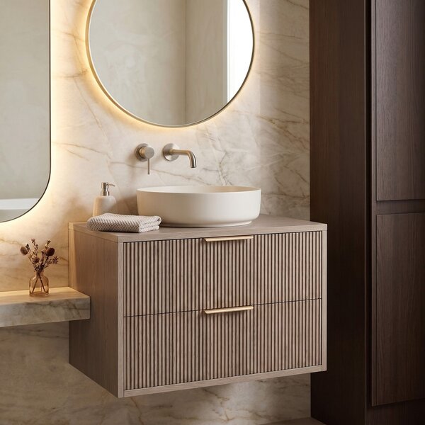 Kopalniška omarica pod umivalnikom Rea Mono 80cm Grey Oak