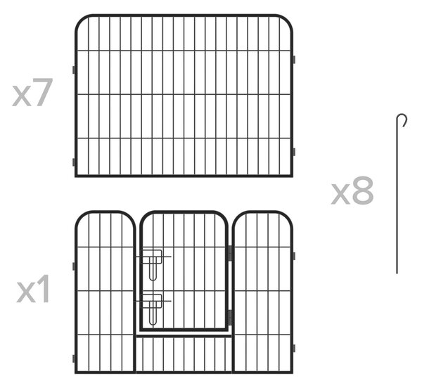 8 delna kovinska modularna ograda za kužke ali mačke 80x100cm