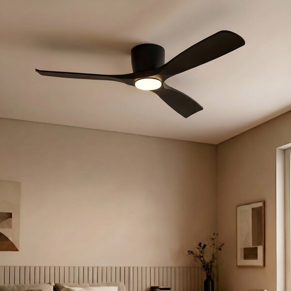 Lucande Smart LED stropni ventilator Moneno, črn, DC, Tuya, zatemnjen, Črna, Dnevna soba / jedilnica, Kovina, Sodobni
