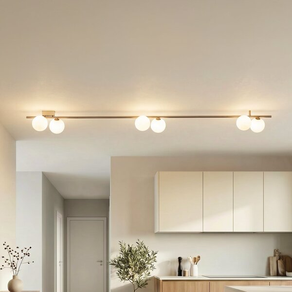 TK Lighting Stropna svetilka Imelo, rjava, 6-žarčkov, steklo, dolžina 200 cm, zatemnjen, Rjava / rjasta, spalnica, Steklo