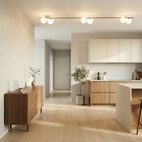 TK Lighting Stropna svetilka Imelo, rjava, 6-žarčkov, steklo, dolžina 200 cm, zatemnjen, Rjava / rjasta, spalnica, Steklo