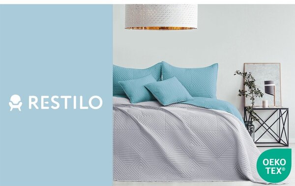 Modro/svetlo sivo prešito pregrinjalo iz mikrovlaken 220x240 cm Softa – Restilo