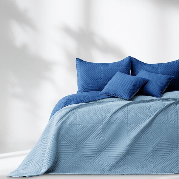 Modro prešito pregrinjalo iz mikrovlaken 220x240 cm Softa – Restilo