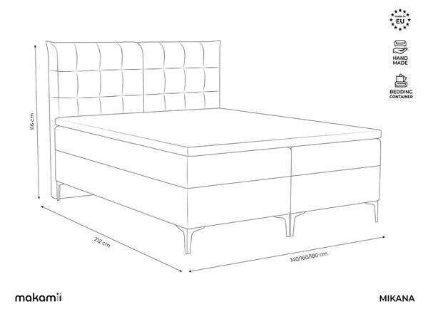 Kremno bela boxspring postelja s prostorom za shranjevanje 160x200 cm Mikana – Makamii