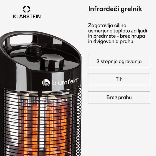 Blumfeldt Heat Guru 360, stoječi grelnik, 1200/600 W, 2 stopnji ogrevanja, IPX4, črn