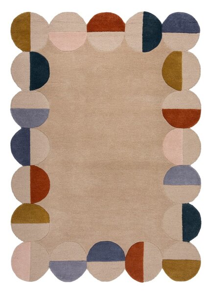 Bež ročno tkana volnena preproga 160x230 cm Mia Scallop Frame – Flair Rugs