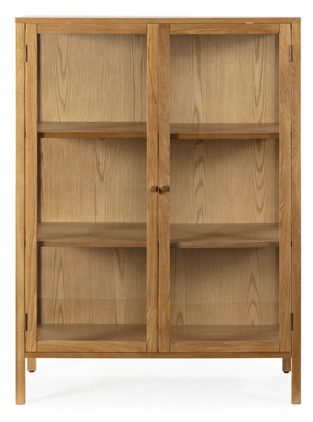 Vitrina v hrastovem dekorju v naravni barvi 90x126x40 cm Ceci – MOME