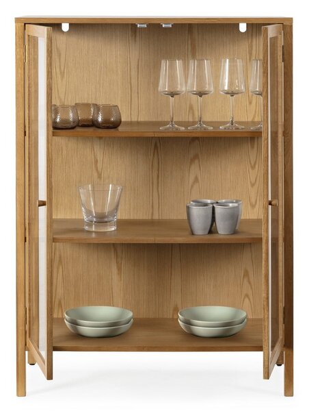 Vitrina v hrastovem dekorju v naravni barvi 90x126x40 cm Ceci – MOME