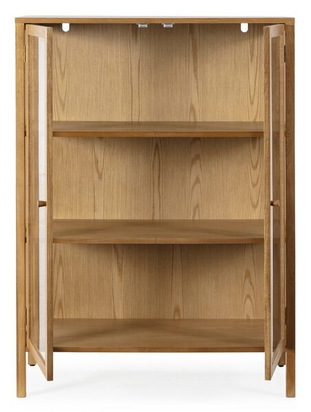 Vitrina v hrastovem dekorju v naravni barvi 90x126x40 cm Ceci – MOME