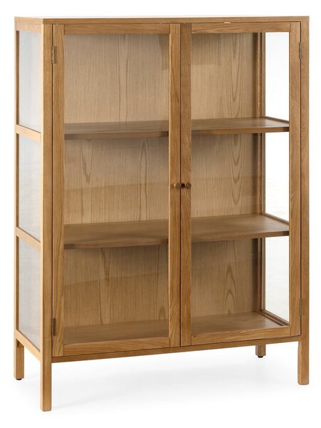 Vitrina v hrastovem dekorju v naravni barvi 90x126x40 cm Ceci – MOME