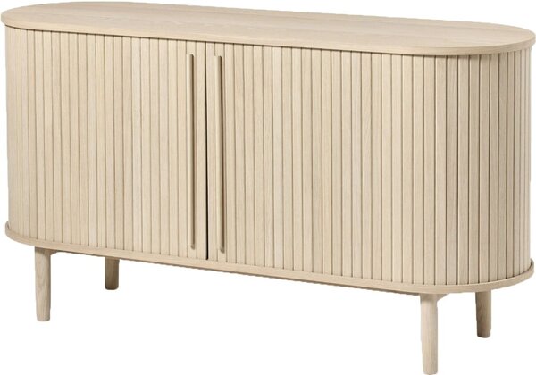 Komoda v hrastovem dekorju z drsnimi vrati v naravni barvi 140x76x45 cm Meta – Unique Furniture