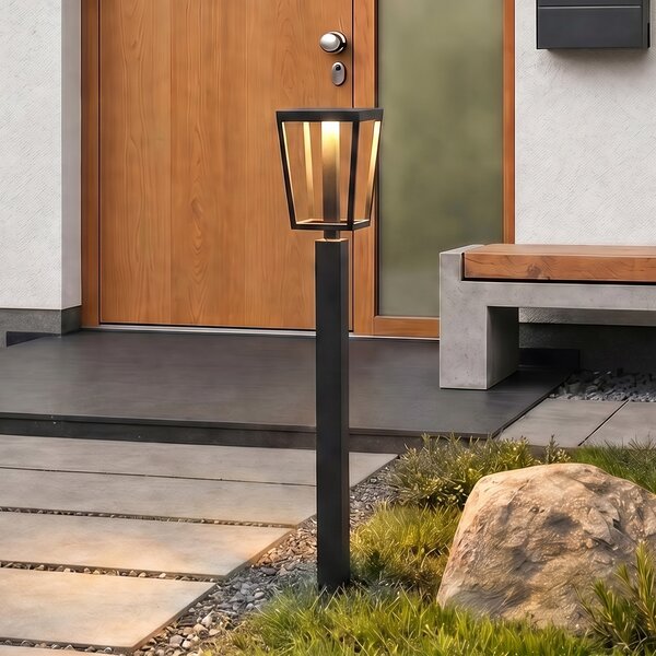 Lucande LED-ulična svetilka Lynx, 95,5 cm, črna, IP65, Črna, Kovina, Sodobni