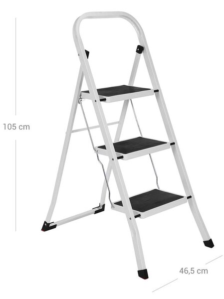 Zložljiva lestev STEP, 3 stopnice, max. 150 kg, bela/črna SongmicsHome