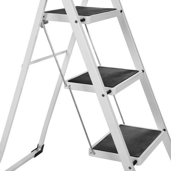 Zložljiva lestev STEP, 3 stopnice, max. 150 kg, bela/črna SongmicsHome