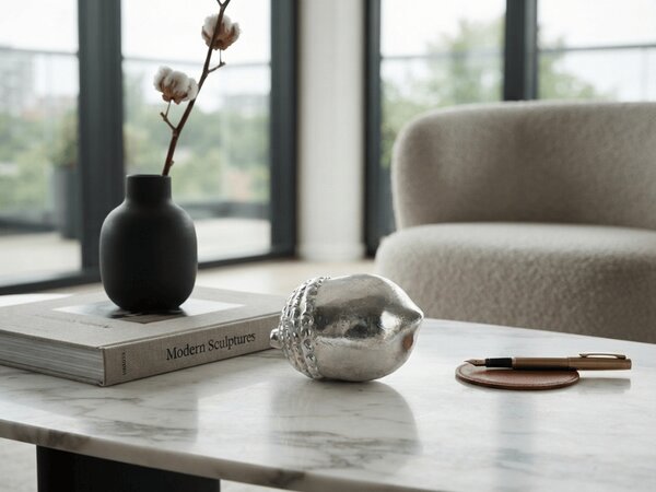 Dekorativna figurica SILVER ACORN 10 cm, srebrna
