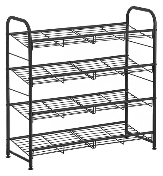 Stojalo za čevlje IRON, 4 police, 68,5x27,5x65 cm, črna SongmicsHome
