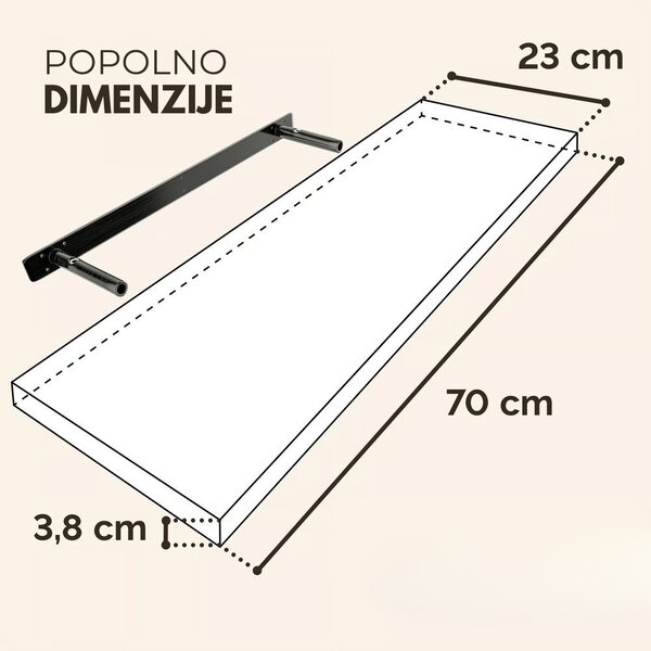 Stenska polica FIGO + konzola, 70cm, bela Casaria