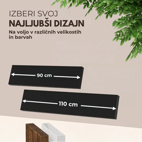 Stenska polica FIGO + konzola, 90cm, črna Casaria