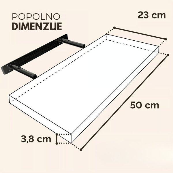 Stenska polica FIGO + konzola, 50cm, temni hrast Casaria