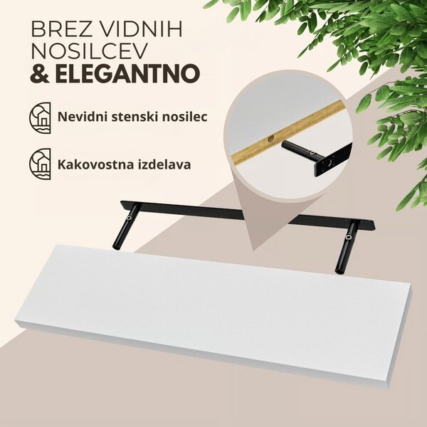 Stenska polica FIGO + konzola, 90cm, bela Casaria