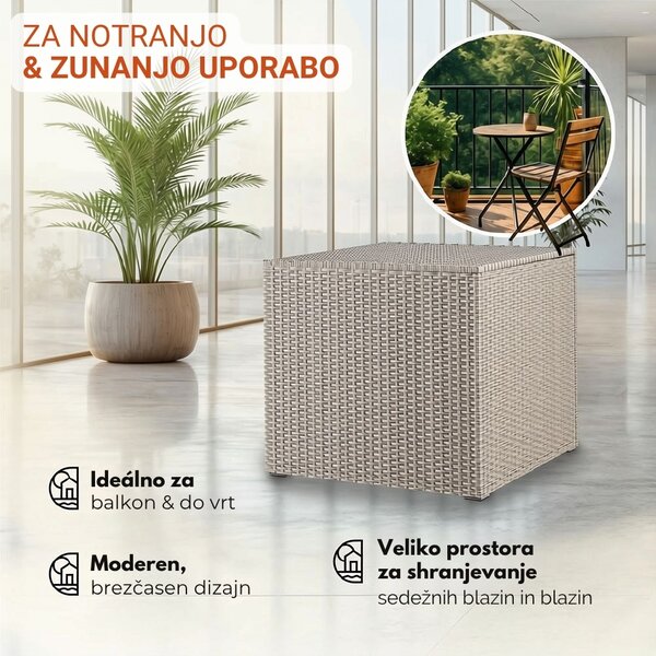 Poliratan škatla za shranjevanje RICCO, 318L, 75x75x70cm, kremna Casaria