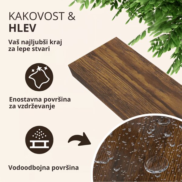 Stenska polica FIGO + konzola, 50cm, temni hrast Casaria