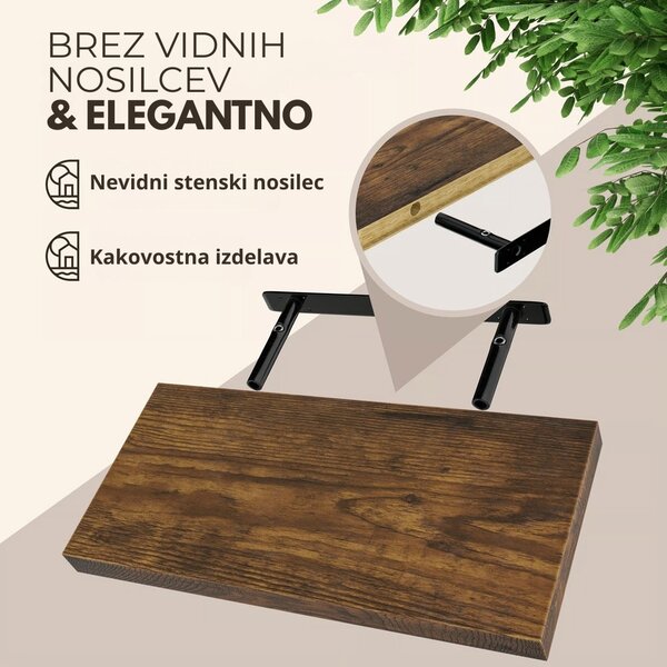 Stenska polica FIGO + konzola, 50cm, temni hrast Casaria