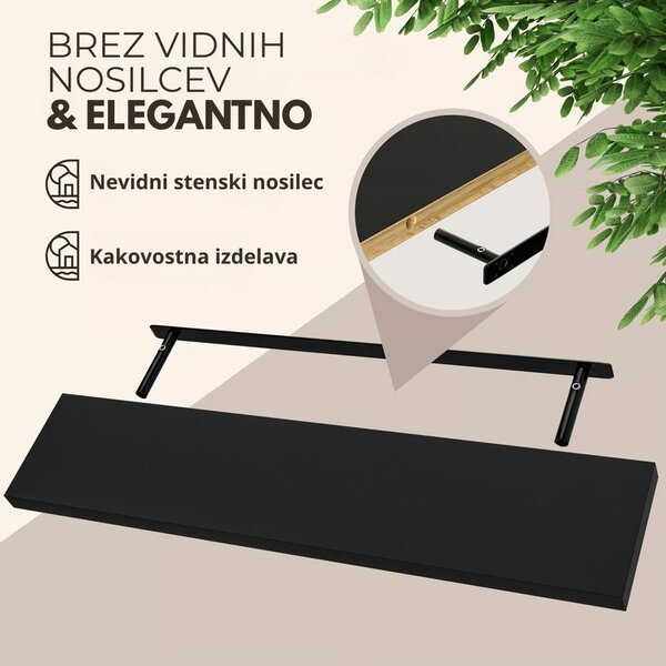 Stenska polica FIGO + konzola, 110cm, črna Casaria