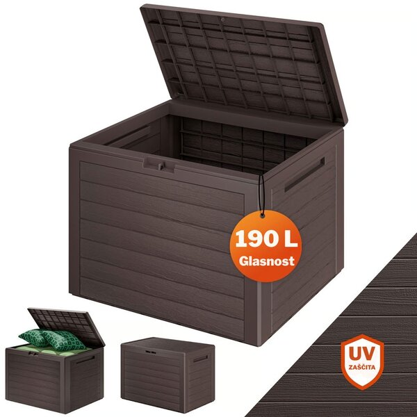 Škatla za shranjevanje WOODEBOX - 190L, 78x44x55cm, temno rjava Prosperplast