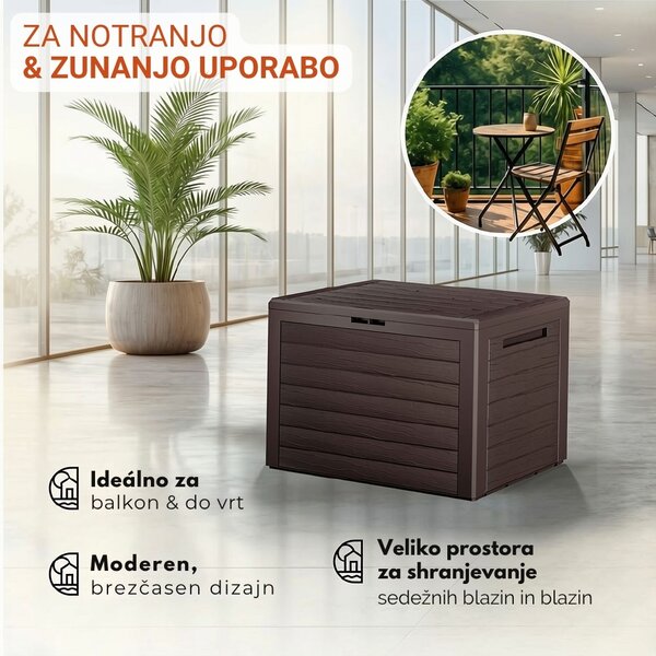 Škatla za shranjevanje WOODEBOX - 190L, 78x44x55cm, temno rjava Prosperplast