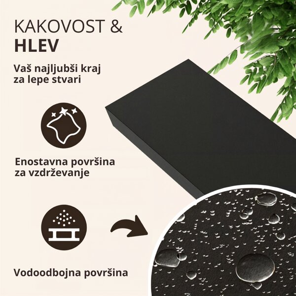 Stenska polica FIGO + konzola, 90cm, črna Casaria