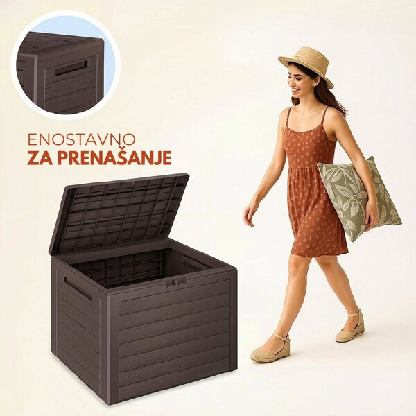 Škatla za shranjevanje WOODEBOX - 190L, 78x44x55cm, temno rjava Prosperplast