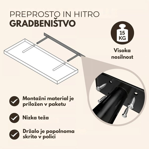 Stenska polica FIGO + konzola, 70cm, bela Casaria