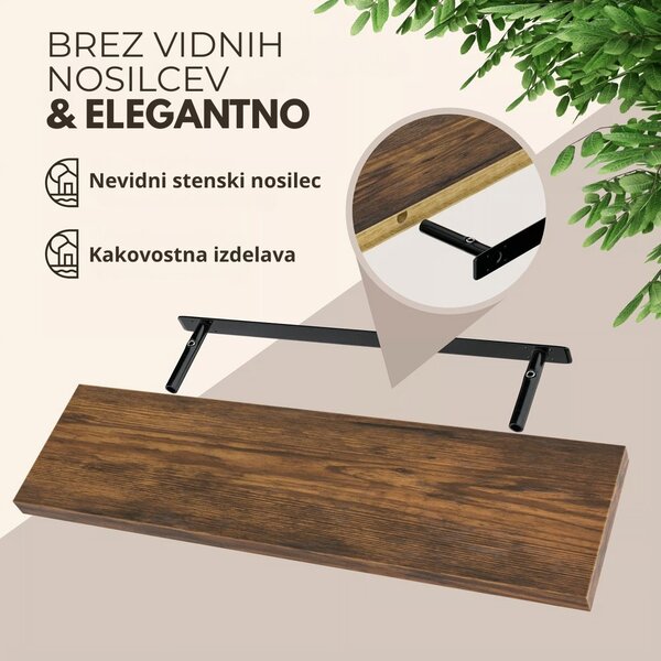 Stenska polica FIGO + konzola, 90cm, temni hrast Casaria