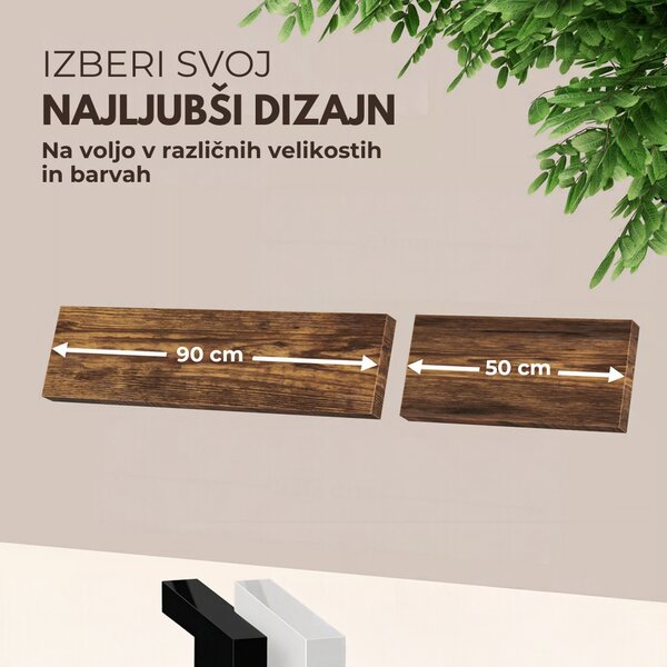 Stenska polica FIGO + konzola, 90cm, temni hrast Casaria