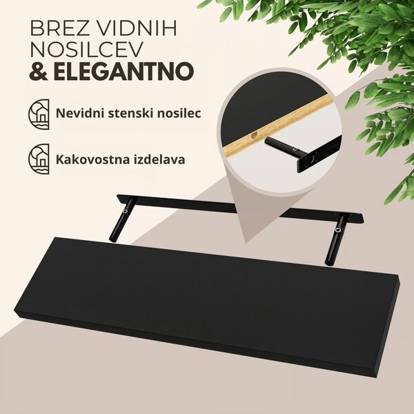Stenska polica FIGO + konzola, 90cm, črna Casaria