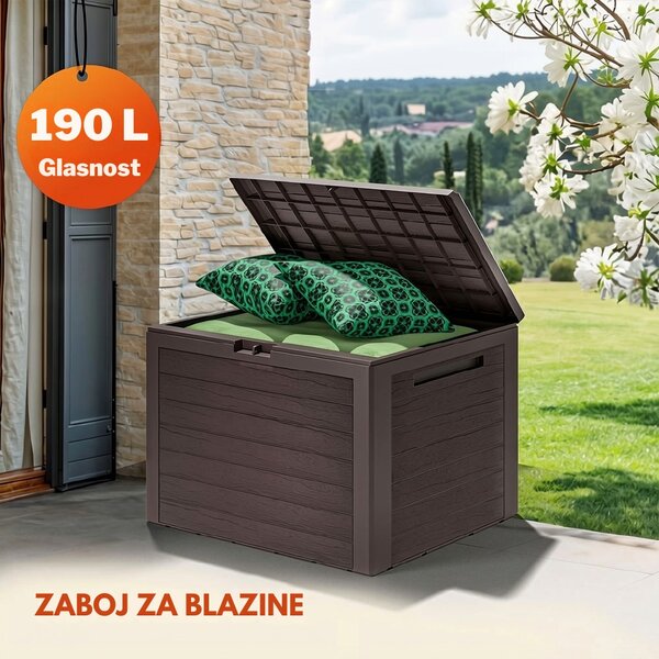 Škatla za shranjevanje WOODEBOX - 190L, 78x44x55cm, temno rjava Prosperplast