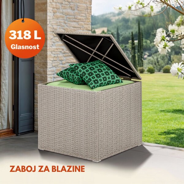 Poliratan škatla za shranjevanje RICCO, 318L, 75x75x70cm, kremna Casaria