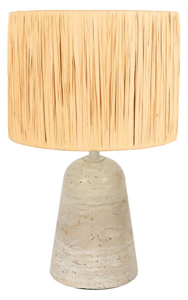 Anne Light Namizna svetilka Travino, višina 34 cm, travertin, morska trava, E27, Bež, Dnevna soba / jedilnica, Marmor