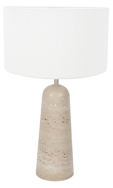 Anne Light Namizna svetilka Travino, višina 49 cm, travertin, lan, E27, Bež, Dnevna soba / jedilnica, Marmor