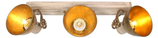 Steinhauer Stropni reflektor Gearwood, 3-svetlobni bronasti, zatemnjen, Bronasta / starinska medenina, Dnevna soba / jedilnica, Les, Vintage