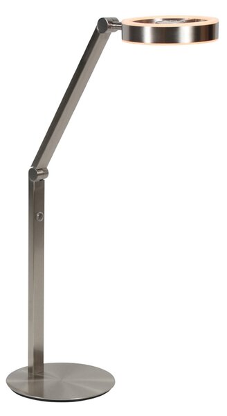 Steinhauer LED namizna svetilka Ringlux, jeklena barva, kovina, 2700 K, dimmer, zatemnjen, Kovinska, Dnevna soba / jedilnica, Kovina, Sodobni, Namizni pult