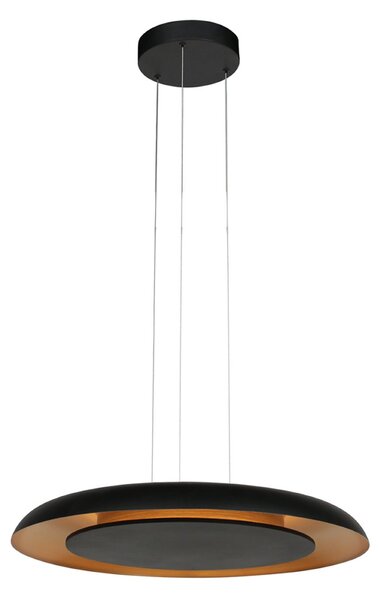 Steinhauer LED viseča svetilka Golden Veil, črna/zlata, z možnostjo zatemnitve, kovinska, zatemnjen, Črna, Dnevna soba / jedilnica, Kovina, Sodobni