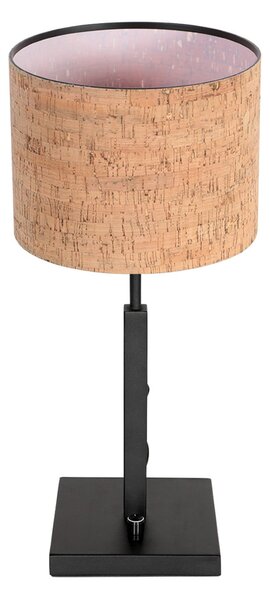 Steinhauer Namizna svetilka Stang, črna/rjava, višina 40 cm, pluta, Črna, Dnevna soba / jedilnica, Kovina, Sodobni