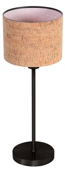 Mexlite Namizna svetilka Noor, črna/rjava (kork), višina 50 cm, E27, Črna, Dnevna soba / jedilnica, Kovina